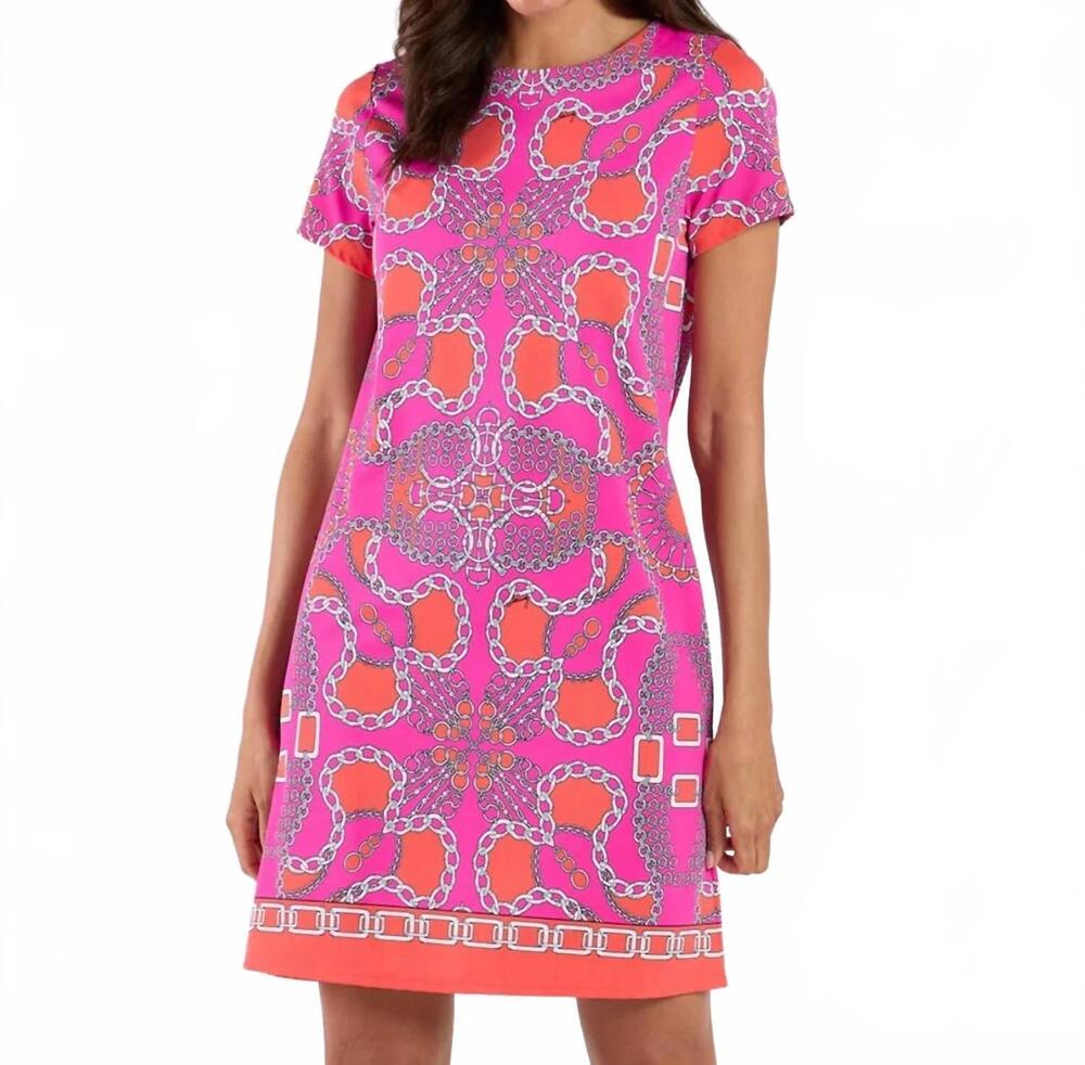 NEW JUDE CONNALLY ella mini dress in heritage chains hot pink